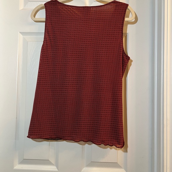 💐 CAbi Red & Tan reversible Ruched Sleeveless Tank Top size medium - Picture 3 of 8